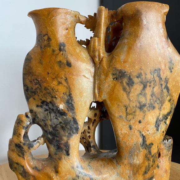 SOAPSTONE CARVED DOUBLE  VASE-UNIQUE - Picture 7 of 11